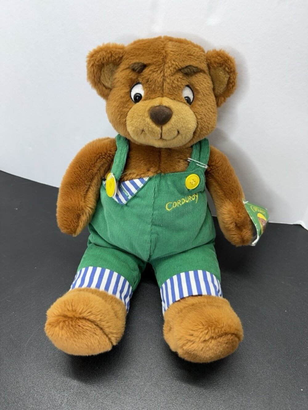 Eden Corduroy Bear Vintage Plush Brown w Green Overalls 1997 Don Freeman 11"